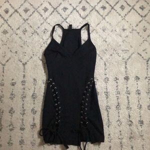 windsor black tie-up dress